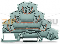 Четырехуровневые монтируемые на рейку клеммы; Монтируемые на рейку клеммы для подключения электродвигателей; L1 - L2 - L3; для DIN-рейки 35 x 15 и 35 x 7,5; 4 mm; CAGE CLAMP®; 4,00 mm; серые Wago 281-532