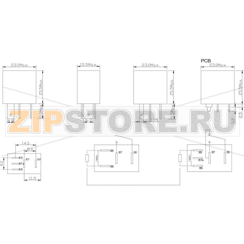 Реле автомобильное 12 В/DC, 25 А, 1 шт FIC FRC7C-S-DC12V 
