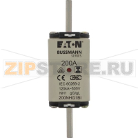 Предохранитель, 200 A, AC 500 В, 120 кА, NH1, gL/gG, IEC Eaton NH FUSE 200A 500V GL/GG SIZE 1