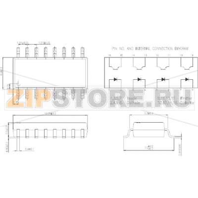 Оптопара DIP16 SMD, 4 канала Isocom Components IS2801-4 
