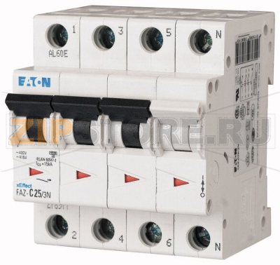 Выключатель автоматический 50А, кривая откл. D, 3+N полюс, откл. способ. 15 кА Eaton FAZ-D50/3N 