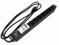 Блок розеток для 19" шкафов, горизонтальный Hyperline SHE19-6SH-B-2.5EU
