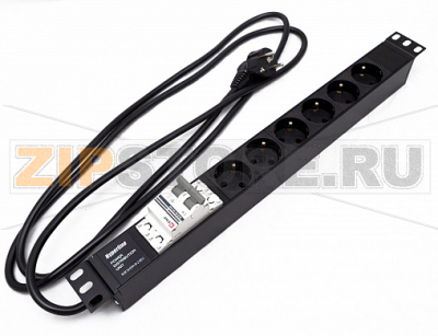 Блок розеток для 19&quot; шкафов, горизонтальный Hyperline SHE19-6SH-B-2.5EU 