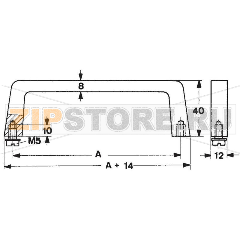 Ручка корпусная 134x8x40 мм, алюминиевая, 1 шт Mentor 268.3 