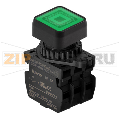 Выключатель кнопочный, Ø отверстия: 22/25 мм Autonics S2PRS-P3G2ALM 
