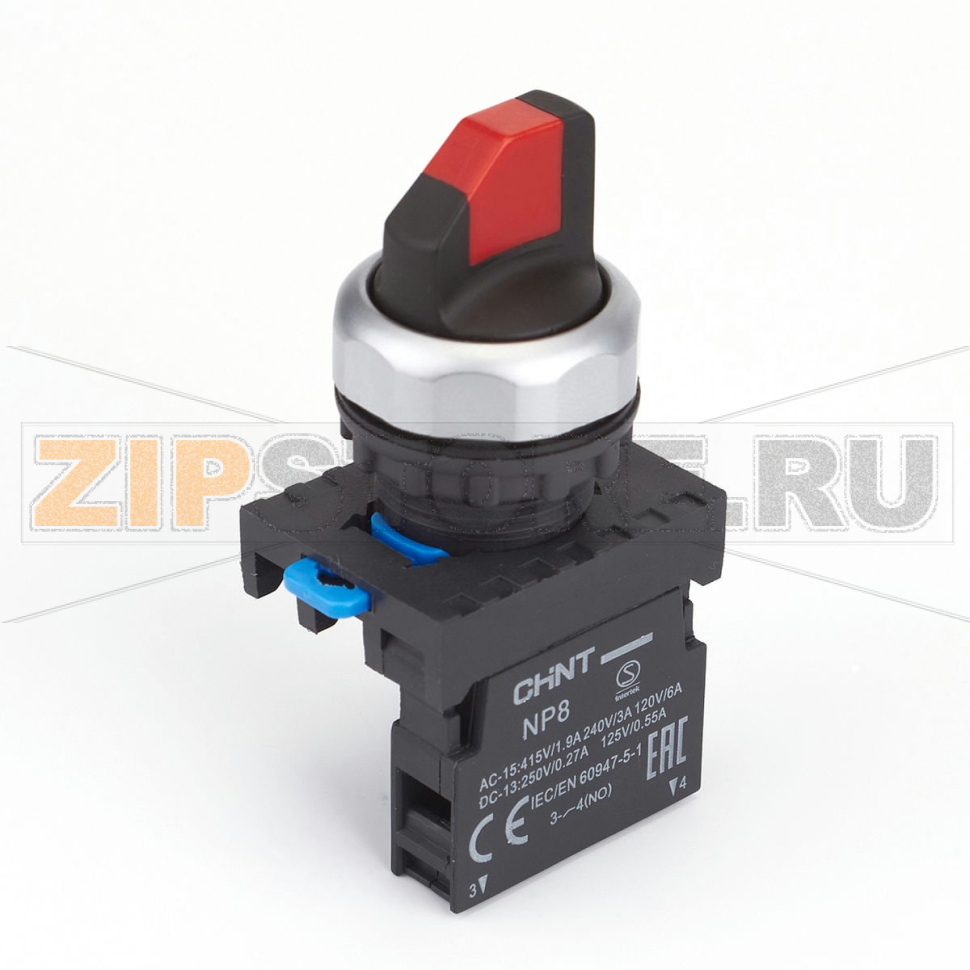 Переключатель, 2 положения, 1НО, IP65, без подсветки, красный Chint NP8-10X/214 