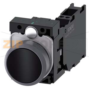 КНОПКА, 22MM, КРУГЛАЯ, ПЛАСТИК С МЕТАЛЛИЧЕСКИМ ФРОНТАЛЬНЫМ КОЛЬЦОМ, ЧЁРНАЯ, ПЛОСКАЯ КНОПКА, КОНТАКТЫ МГНОВЕННОГО ДЕЙСТВИЯ, С ДЕРЖАТЕЛЕМ, 1NO+1NC, ПРУЖИННЫЕ КЛЕММЫ Siemens 3SU1130-0AB10-3FA0 