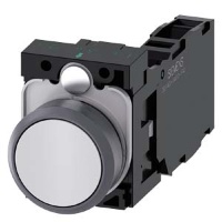 КНОПКА, 22MM, КРУГЛАЯ, ПЛАСТИК С МЕТАЛЛИЧЕСКИМ ФРОНТАЛЬНЫМ КОЛЬЦОМ, БЕЛАЯ, ПЛОСКАЯ КНОПКА, КОНТАКТЫ МГНОВЕННОГО ДЕЙСТВИЯ, С ДЕРЖАТЕЛЕМ, 1NO+1NC, ВИНТОВЫЕ КЛЕММЫ, С ГРАВИРОВКОЙ ЛАЗЕРОМ, UPPER AND LOWER CASE, START OF WORD ALWAYS UPPER CASE Siemens 3SU1130-