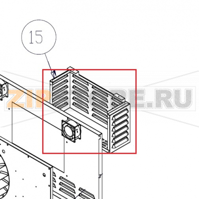Lower Ventilation Motor Casing  Zanolli Synthesis 08/50 PW E       Lower Ventilation Motor Casing Zanolli Synthesis 08/50 PW EЗапчасть на сборочном чертеже под номером: 15Название запчасти на итальянском языке: Lower Ventilation Motor Casing Zanolli Synthesis 08/50 PW E
