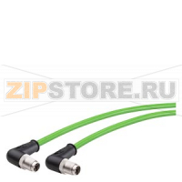 IE TP Cord M12-90/M12-90, Pre-assembled IE Flexible Cable with 2 M12 connectors (X-coded); 90 degrees cable outlet; Length 10.0 m Siemens 6XV1878-5GN10