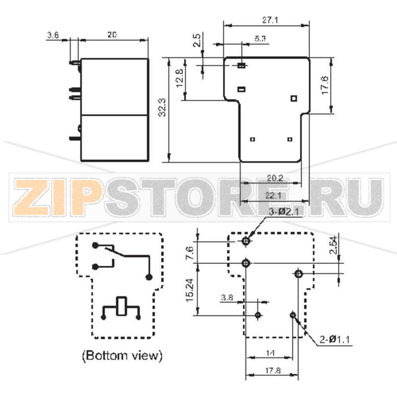 Реле электромагнитное 12 В/DC, 20 А, 1 шт Hongfa HF105F-1/012DT-1ZST (136) 