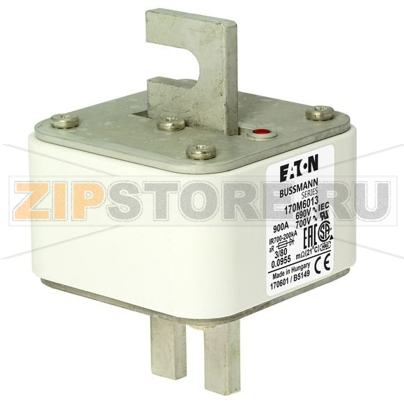 Предохранитель, 900 A, AC 690 В, 200 кА, DIN 3, 76x76x109 мм, aR, DIN, IEC Eaton FUSE 900A 690V 