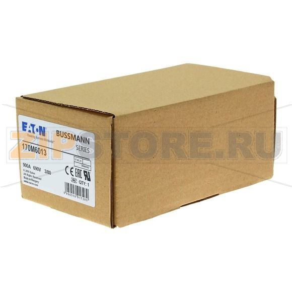 Предохранитель, 900 A, AC 690 В, 200 кА, DIN 3, 76x76x109 мм, aR, DIN, IEC Eaton FUSE 900A 690V 