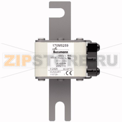 Предохранитель, 450 A, AC 690 В, 200 кА, DIN, 2, 61x77x138 мм, aR, DIN, IEC Eaton FUSE 450A 690 