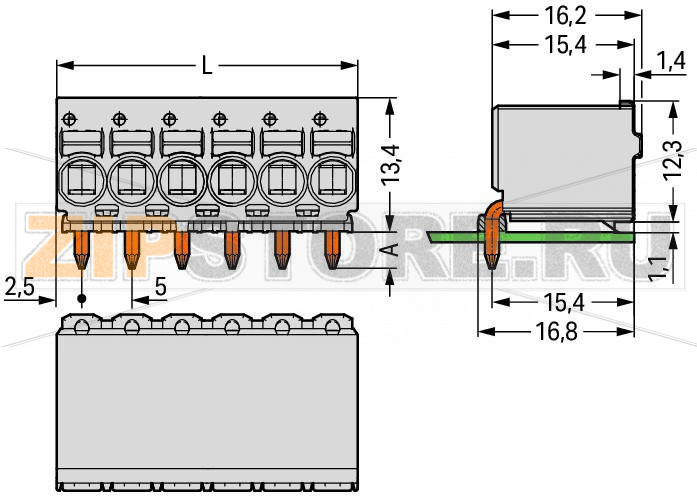 1-conductor THT female header; 1.4 mm O solder pin; угловые; 2,5 мм; Шаг контактов 5 мм; 7-пол.; светло-серые Wago 2092-1377 Универсальное соединение для всех типов проводниковПростой монтаж одножильных проводников и многожильных проводников с наконечником путем вставкиПростая в использовании конструкция не требует применения специальных инструментовВозможность выполнения монтажа как в соединенном, так и в разъединенном состоянииВстроенные тестовые порты для тестирования параллельно вводу проводникаЗаказная установка выводов под пайку...