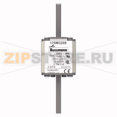 Предохранитель, 50 A, AC 690 В, 200 кА, DIN 1, 45x58x134 мм, aR, DIN, IEC 80 мм Eaton FUSE 50A 