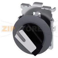 АКТУАТОР ПОВОРОТНОГО ПЕРЕКЛЮЧАТЕЛЯ С ВОЗМОЖНОСТЬЮ ПОДСВЕТКИ, 30MM, КРУГЛ., МЕТАЛЛ МАТОВЫЙ, КОРОТКАЯ ЧЁРНАЯ РУКОЯТКА С БЕЛОЙ ВСТАВКОЙ, ПЛОСКОЕ ФРОНТАЛЬНОЕ КОЛЬЦО, 2 КОММУТАЦИОННЫХ ПОЛОЖЕНИЯ: O<I, БЕЗ ФИКСАЦИИ, УГОЛ ПОВОРОТА РУКОЯТКИ 45 ГРАД. : 10:30Ч./12Ч.