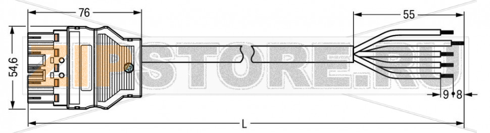 Кабель соединительный; Eca; штекер/открытый; 5-полюсов; код. L; H05VV-F 5G 1,5 мм; 3 м; 1,50 mm; темно-серые Wago 771-8985/206-304 Protected against mismating and maintenance-free...