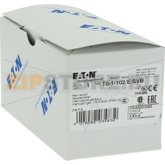 Выключатели главные, T0, 20 A, 1 модуля, 2-полюсн Eaton T0-1-102/E/SVB 