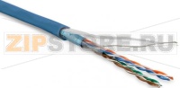 Hyperline FUTP4-C5E-P26-IN-LSZH-BL-100 (100 м) Кабель витая пара, экранированная F/UTP, категория 5e, 4 пары (26 AWG), многожильный (patch), экран - фольга, LSZH, нг(С)-HF, –20°C – +75°C, синий