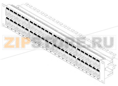 Hyperline PP3-19-48-8P8C-C6-110D Патч-панель 19&#039;&#039;, 2U, 48 портов RJ-45, категория 6, Dual IDC, ROHS, цвет черный (задний кабельный организатор в комплекте) 