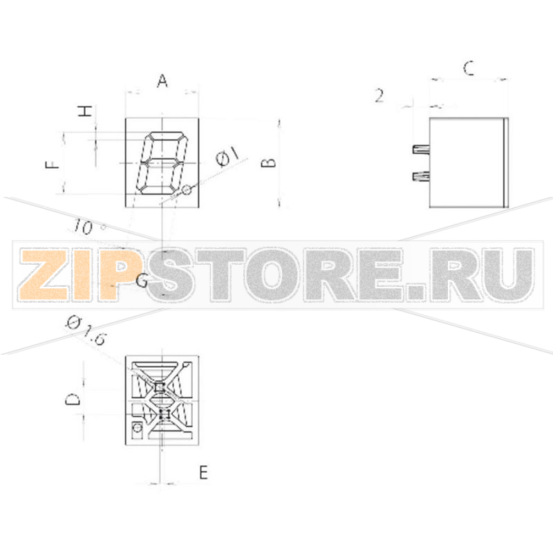 Дисплей 10.16 мм, сегментов: 7, разрядов: 1 Mentor 2274.1005 