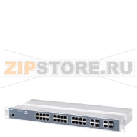 SCALANCE XR328-4C WG; managed IE switch; 19" rack; 24 x IEC 62443-4-2 certified; 10/100 Mbps electrical ports; 4 x 1000 Mbps combo ports electrical or optical; LED diagnostics; reset button; console port; PROFINET device; network management function; redu