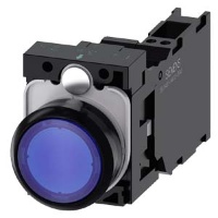 КНОПКА С ПОДСВЕТКОЙ, 22MM, КРУГЛАЯ, ПЛАСТИК, СИНЯЯ, ПЛОСКАЯ КНОПКА, КОНТАКТЫ МГНОВЕННОГО ДЕЙСТВИЯ, С ДЕРЖАТЕЛЕМ, 1NO+1NC, МОДУЛЬ ПОДСВЕТКИ С ИНТЕГРИРОВАННЫМ СВЕТОДИОДОМ 110V AC, ПРУЖИННЫЕ КЛЕММЫ, С ГРАВИРОВКОЙ ЛАЗЕРОМ, UPPER CASE Siemens 3SU1103-0AB50-3FA