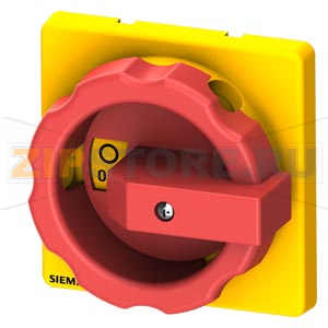 rotary operating mechanism, actuating lever Red / yellow, for four-hole front mounting, with shaft 300 mm long and coupling, for 25 A and 32 A, Аксессуар для main and emergency switching-off switch 3LD2 Siemens 3LD9224-3G 