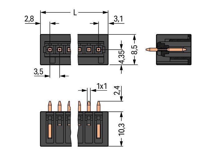 MCS MINI Вилка под пайку THR; 1.0 x 1.0 mm solder pin; прямые; 100% защита от неправильного подсоединения; упаковка в ленте на бобине; Шаг контактов 3,5 мм; 7-пол.; черные Wago 734-137/105-604/997-407 Вилки для пайки оплавлением припоя для поверхностного монтажаДоступны в ленте на бобине для автоматической сборкиОптимальная теплопроницаемость благодаря дизайну корпуса контакта обеспечивает более низкие температуры пайки100% защита от неправильного подсоединенияВозможны варианты кодировки...
