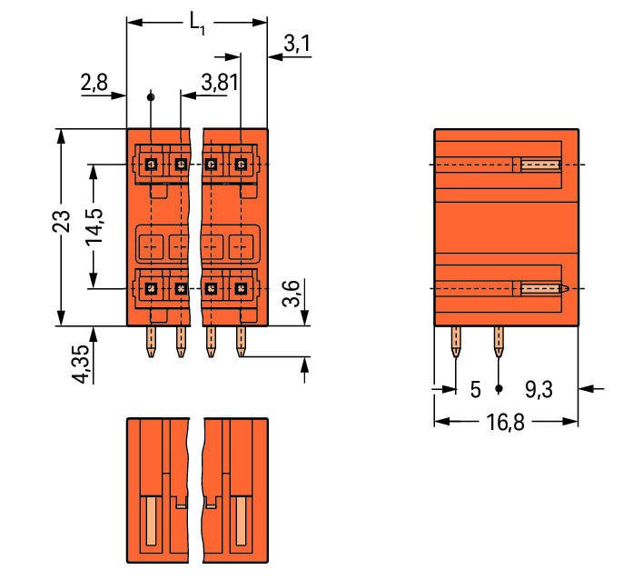 MCS MINI Двухуровневая вилка THT; 1.0 x 1.0 mm solder pin; угловые; 100% защита от неправильного подсоединения; Шаг контактов 3,81 мм; 14-пол.; оранжевые Wago 734-437 Сечение контактов 1 x 1 мм позволяет проводить ток до 10 A100% защита от неправильного подсоединенияВозможны варианты кодировки...