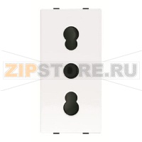 Розетка модульная ITA стандарта с заземлением, 2P+E, 1M, 16 А, 127 В, альпийский белый ABB 2CLA213300N1101