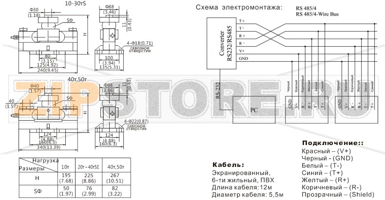 Тензодатчик Zemic DHM9B-C3-10t-16B Тензометрический датчик веса цифровой Zemic DHM9B-C3-10t-16BНагрузка: 10 т Материал исполнения: нержавеющая сталь Класс защиты: IP68