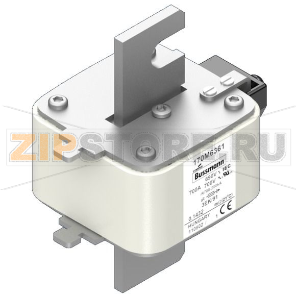 Предохранитель, 700 A, AC 690 В, 200 кА, size 3, 76x92x126 мм, aR, IEC Eaton FUSE 700A 690V 3EK 