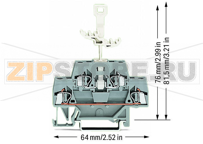Двухуровневые клеммы; для DIN-рейки 35 x 15 и 35 x 7,5; 2,5 мм; CAGE CLAMP®; 2,50 mm; серые/серые Wago 280-521 Примечание:Terminating Aluminum ConductorsWAGO spring clamp terminal blocks are suitable for solid aluminum conductors up to 4 mm?/12 AWG if WAGO “Alu-Plus” Contact Paste is used for termination.“Alu-Plus” Contact Paste Advantages:Automatically destroys the oxide film during clamping.Prevents fresh oxidation at the clamping point.Prevents electrolytic corrosion between aluminum and copper conductors (in the same terminal block).Provides long-term protection against corrosion....
