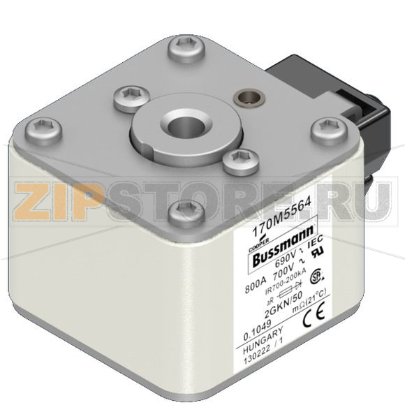Предохранитель, 900 A, AC 690 В, 200 кА, size 2, 61x77x51 мм, aR, IEC UL Eaton FUSE 900A 690V 