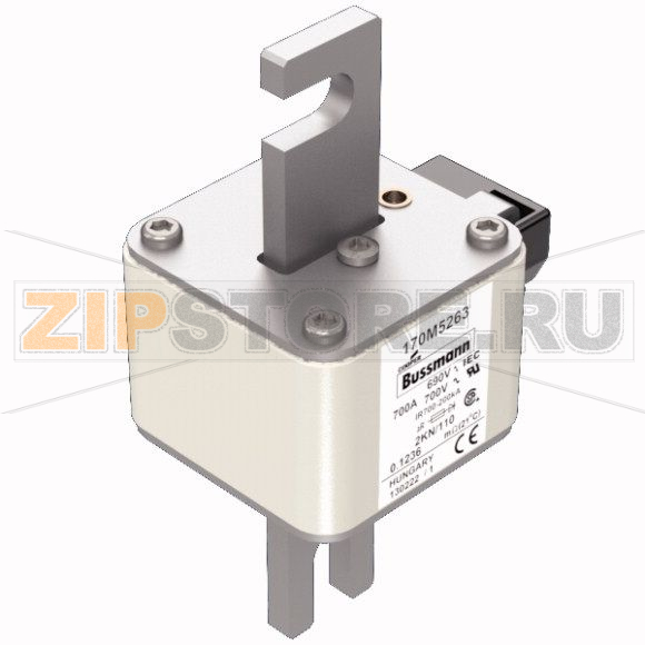 Предохранитель, 700 A, AC 690 В, 200 кА, DIN, 2, 61x77x138 мм, aR, DIN, IEC Eaton FUSE 700A 690 