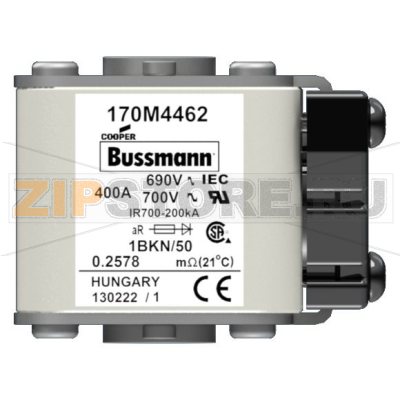Предохранитель, 400 A, AC 690 В, 200 кА, size 1, aR, IEC UL Eaton FUSE 400A 690V 1*BKN/50 AR UC 