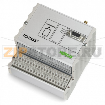 TO-PASS® Compact; Модуль, 8 дискретных входов; 8 аналоговых вводов; Индикатор неисправностей; Телеуправление; Регистратор событий; Регистратор данных; Веб-портал; MODBUS; 1,50 mm Wago 761-216 Универсальный модуль дистанционного управления для определения и индикации сбоя, Интернет-соединения механизмов и установок посредством сети GSM. Модуль может использоваться во многих странах при помощи встроенного 4-х диапазонного GSM модема. Сообщения отправляются посредством SMS, электронной почты, факса или телефонного звонка. Запоминающее устройство сохраняет до 4096 образов процесса в установленный период времени. Кроме того, образ процесса может передаваться с установленной периодичностью на выбранный пользователем Интернет-адрес. Modbus слейв (напр., 750-816) может быть подключен через интерфейс RS-232 для связи с дополнительными параметрами процесса. Переключение выходов осуществляется через SMS.8 дискретных вводов, 8 аналоговых вводов, 4 дискретных вывода и 2 аналоговых вывода со встроенным GSM модемом. Идеален для применения в распределенных станциях для температурного режима от -20°C до +70°C. Возможность монтажа на DIN-рейку и интуитивно понятное программное обеспечение делают модуль простым в применении. Диапазон рабочих напряжений от +10В до 30В пост.токаСпециальные функции:Подтверждение: подтверждение любых сообщений о неисправностиРезервирование: автоматическое удаленное переключение в резервный режим.Удаленная параметризация: программирование и удаленный контроль, удобно осуществляемые из офисаВыделенная линия GPRS: Постоянное онлайн-соединение с процессом на Web-сервере или ПК с фиксированным IP адресом (напр., DSL соединение)Лог событий: Сохраняет все происходящие изменения статусаЛог данных: Сохраняет все параметры процесса с заданной периодичностью...