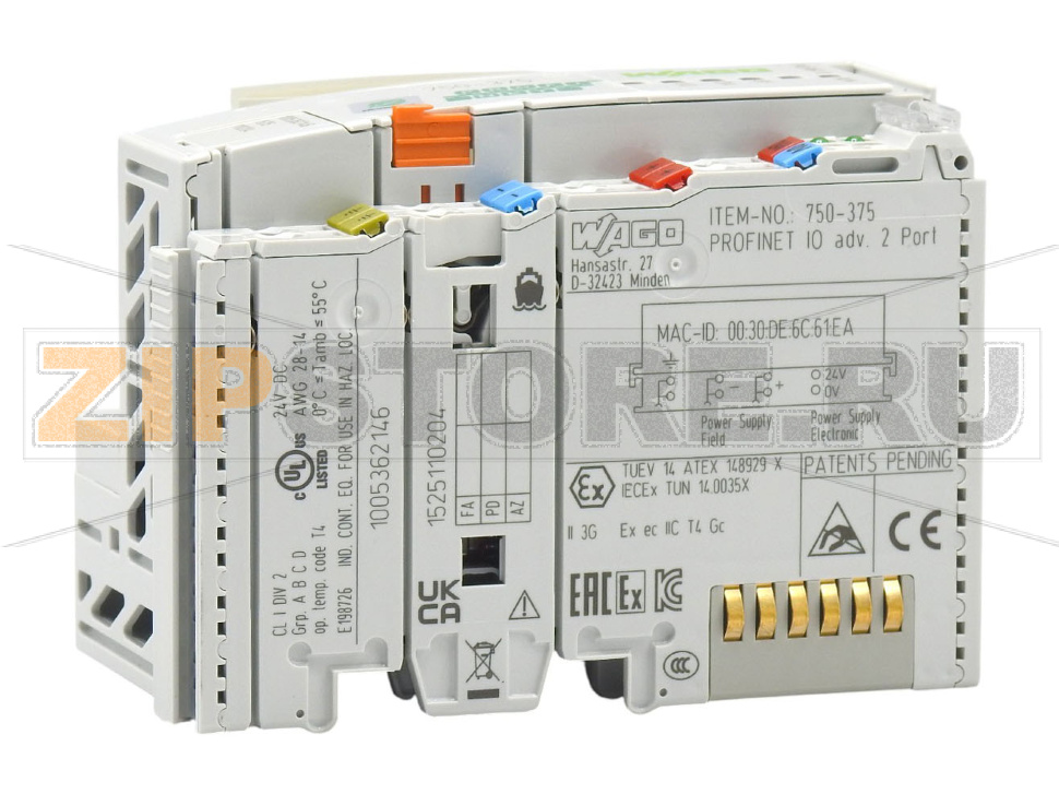Каплер полевой шины PROFINET IO; 3-е поколение; Расширенный; светло-серые Wago 750-375 