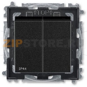 Выключатель двухклавишный, антрацит/дымчатый чёрный ABB 2CHH595940A4063 