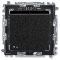 Выключатель двухклавишный, антрацит/дымчатый чёрный ABB 2CHH595940A4063