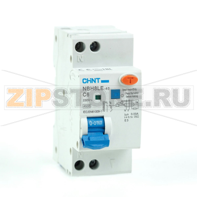 Дифавтомат 6 А, 30 мА, 4.5 кА Chint NBH8LE-40 