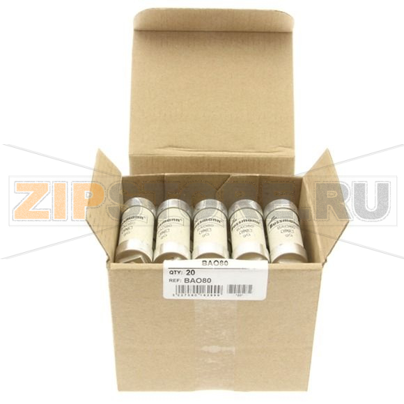 Предохранитель, 80 A, AC 500 В, 80 кА, BS88/A3, 21x87 мм, gL/gG, BS Eaton 80Amp 500Vac INDUSTRIAL 