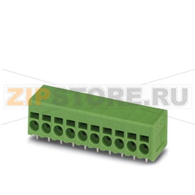 Клеммы для печатного монтажа Phoenix Contact SPT 2,5/ 4-H-5,0 Номинальный ток: 24 А, Номинальное напряжение: 400 В, Размер шага: 5 мм, Полюсов: 4, Тип подключения: Пружинные зажимы, Монтаж: пайка, Направление подключения, проводник / печатная плата: 0 °, Цвет: зеленый.Минимальный заказ: 50 шт.Упаковка: 100 шт.