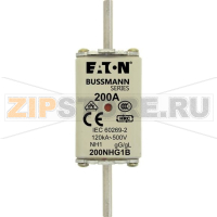 Предохранитель, 200 A, AC 500 В, 120 кА, NH1, gL/gG, IEC Eaton NH FUSE 200A 500V GG/GL SIZE 1