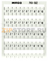 Маркировочная карта WMB; в картах; МАРКИРОВАНО; 1 ... 10&10X; not stretchable; Горизонтальная маркировка; с креплением на защелке; белые Wago 793-502