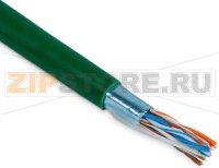 Hyperline FUTP4-C5E-P26-IN-LSZH-GN-100 (100 м) Кабель витая пара, экранированная F/UTP, категория 5e, 4 пары (26 AWG), многожильный (patch), экран - фольга, LSZH, нг(С)-HF, –20°C – +75°C, зеленый