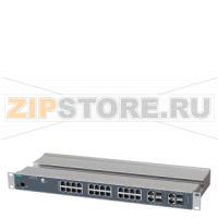 SCALANCE XR328-4C WG; managed IE switch; 19" rack; 24 x IEC 62443-4-2 certified; 10/100 Mbps electrical ports; 4 x 1000 Mbps combo ports electrical or optical; LED diagnostics; reset button; console port; PROFINET device; network management function; redu