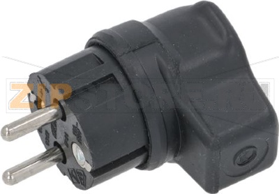 ВИЛКА ЭЛЕКТРИЧЕСКАЯ УГЛОВАЯ РИЗИНОВАЯ 16A 250В 